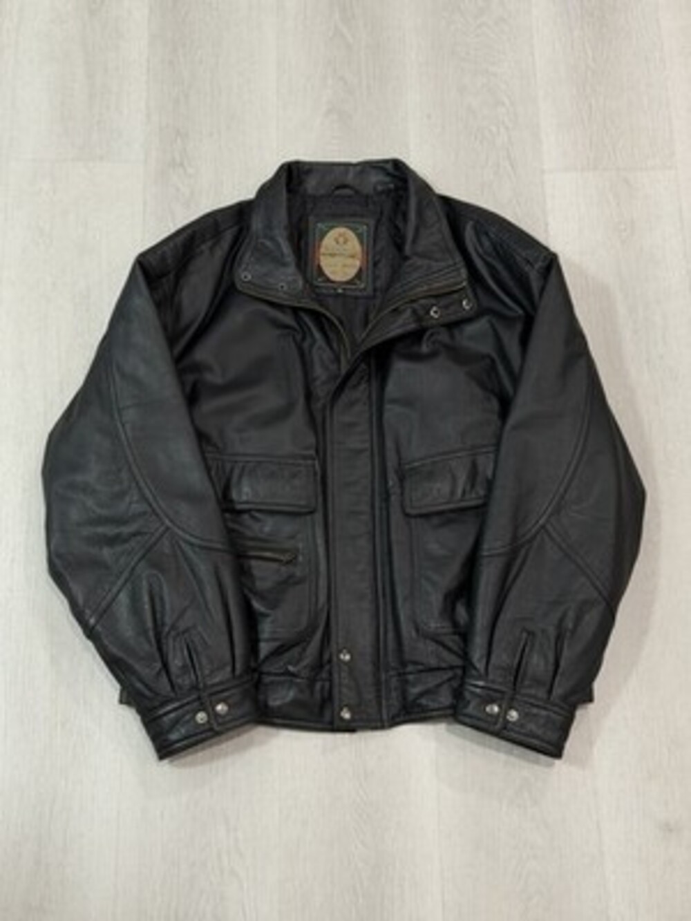 Vintage 80s Members Only Leather Bomber Jacket Black Size XL